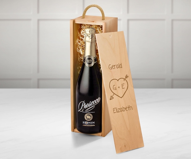 Anniversary & Wedding Sparkling Prosecco Gift Box With Engraved Personalised Lid
